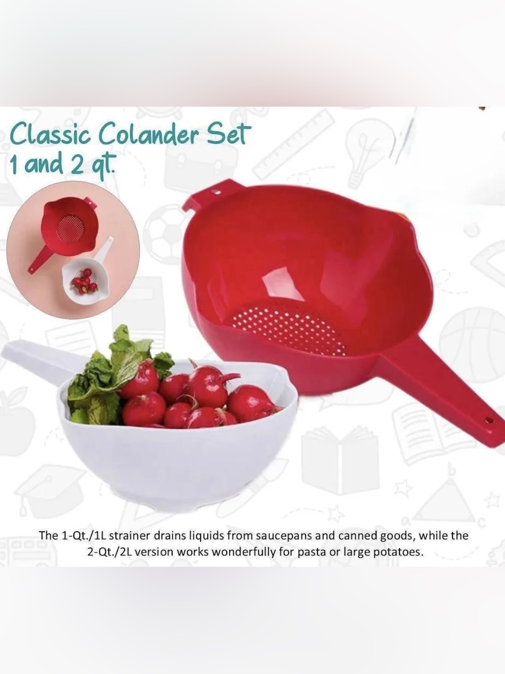 Tupperware Red and White Colander & Mixing Bowl Set